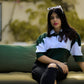 Oversized Green Striped Rugby Shirt-Women