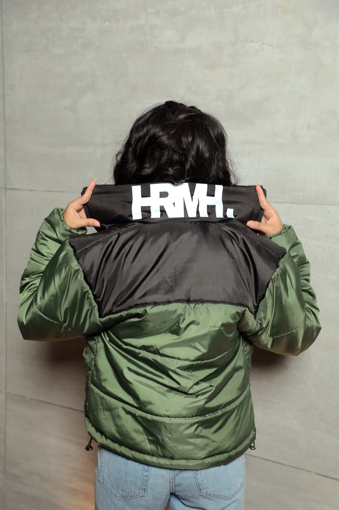 Olive Green Retro Nuptse Jacket-Women