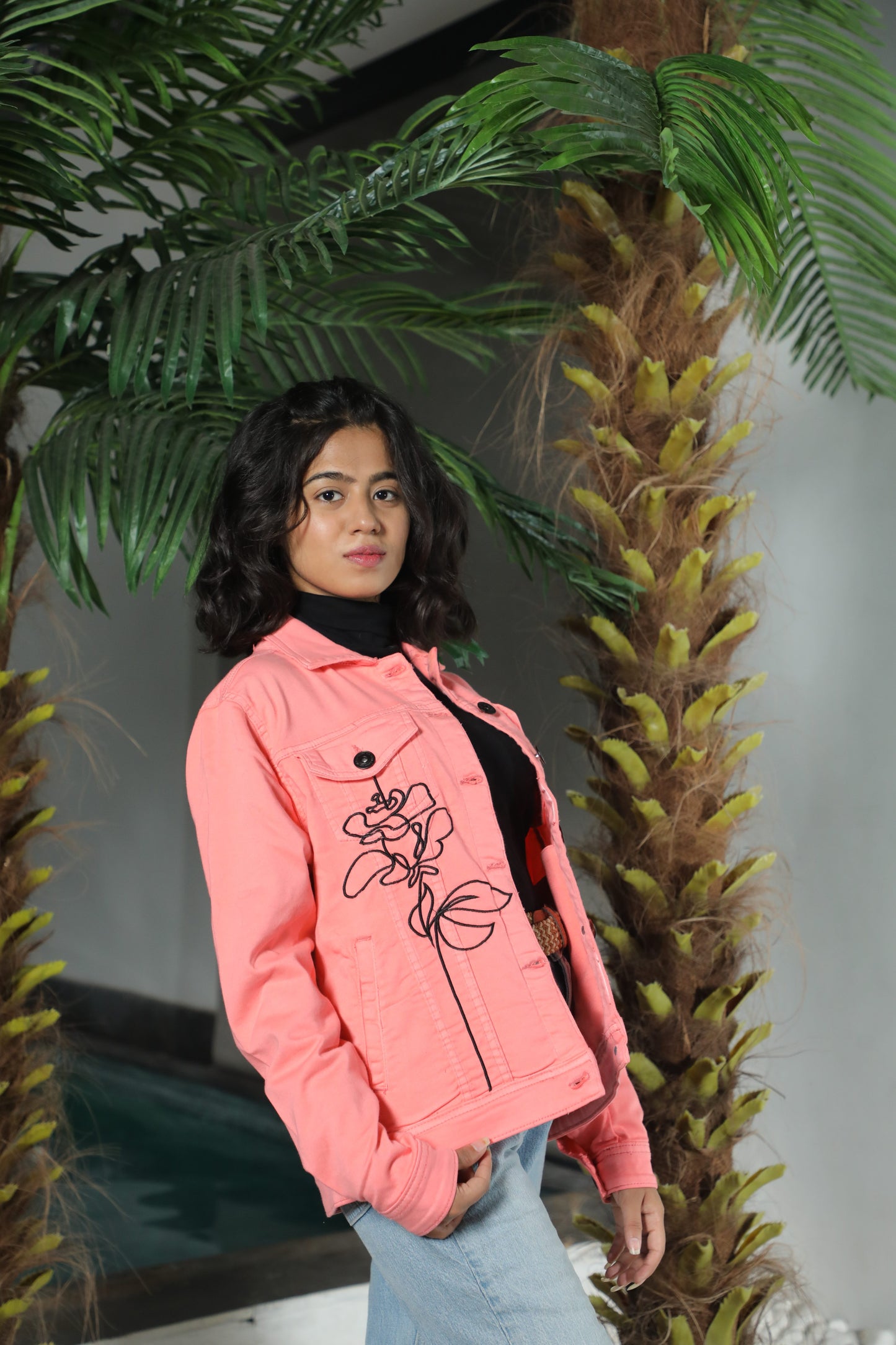 Pink Denim Jacket-Women