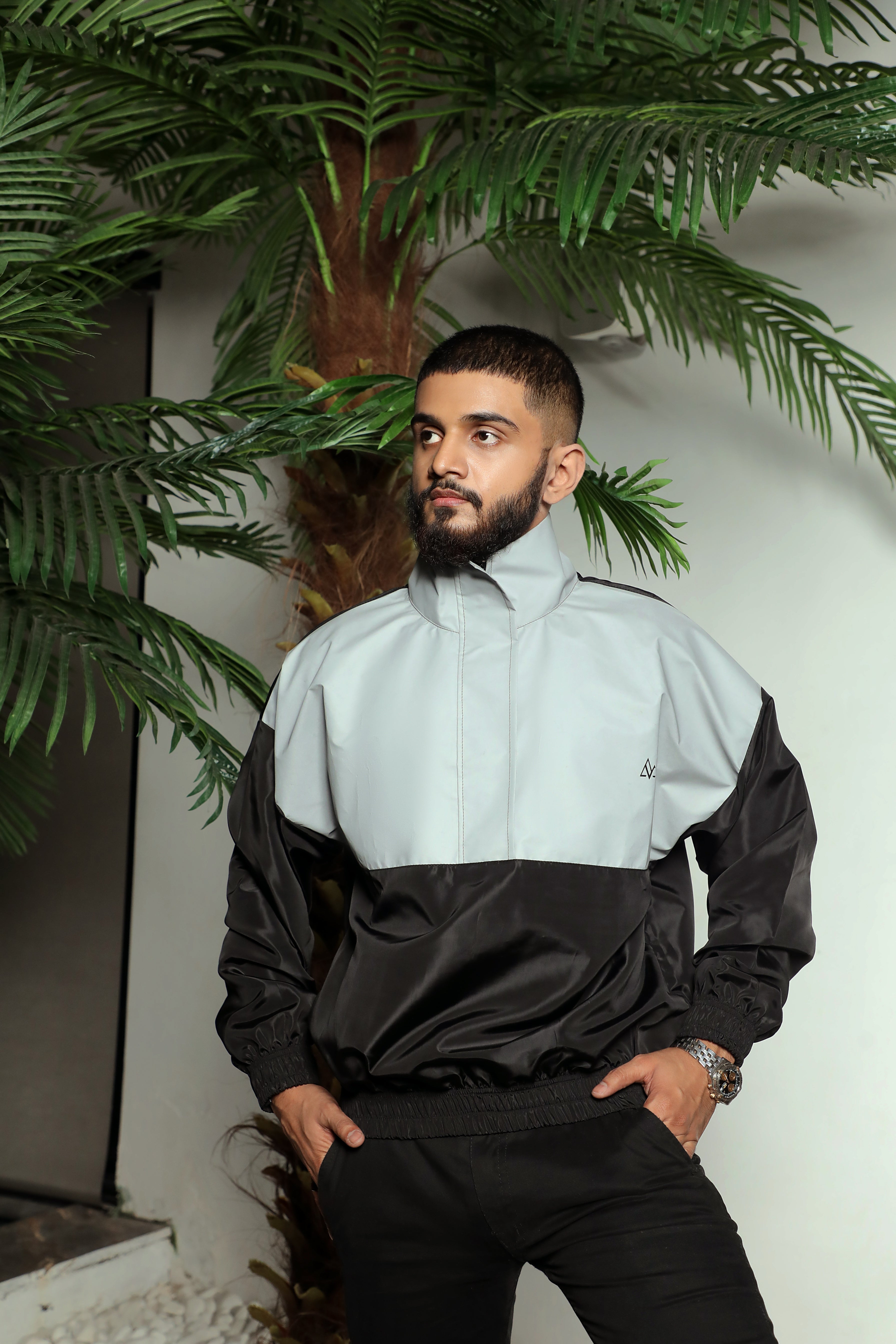 Casta Reflective and Black Overhead Windbreaker Men Haramoshh