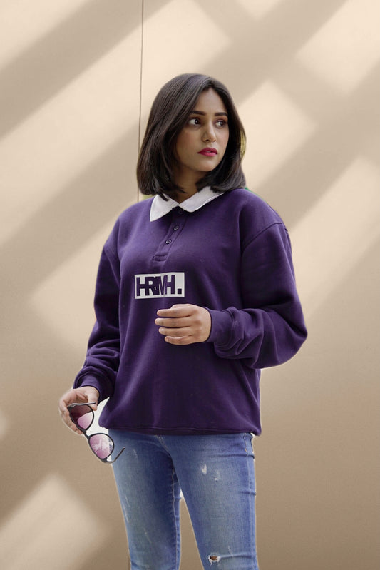 Contrast collar letter graphic pullover-Women