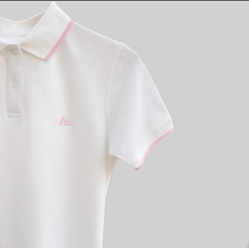 Women Pink & White Polo