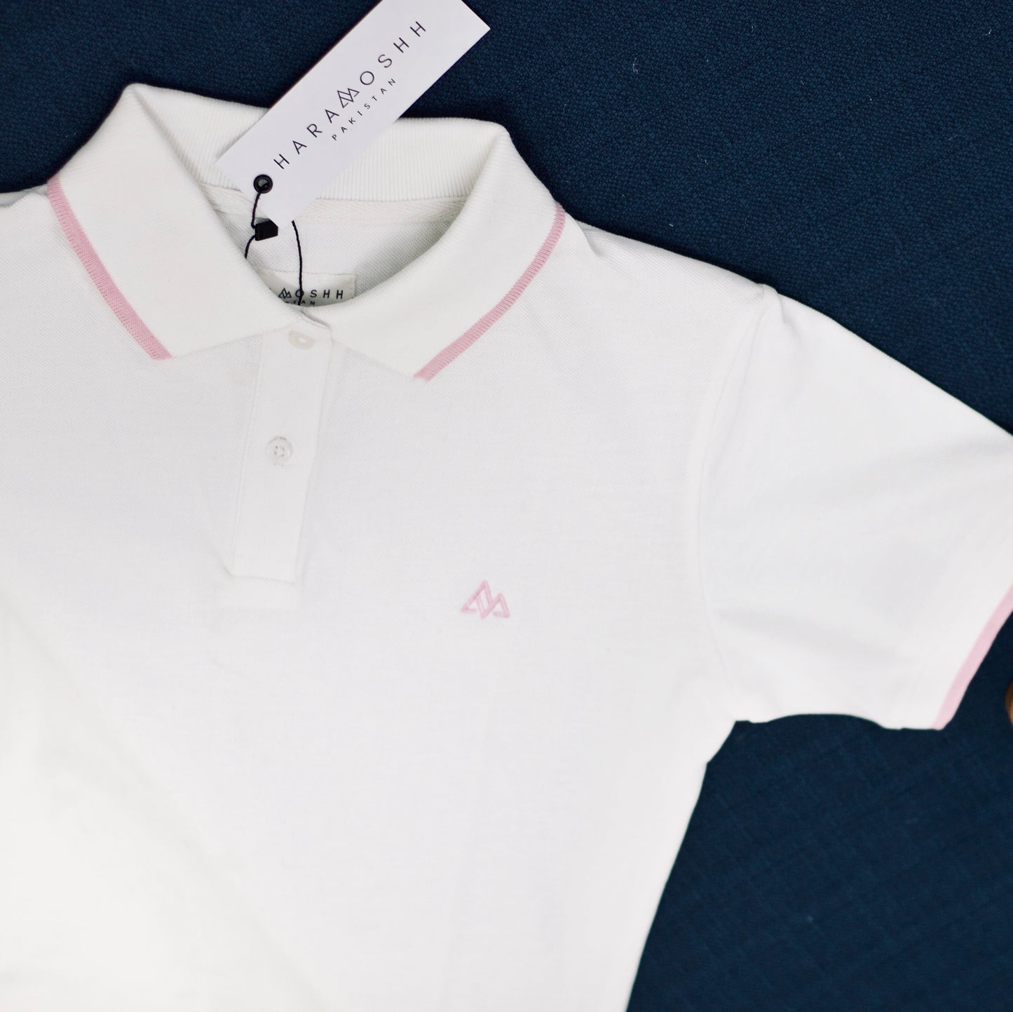 Women Pink & White Polo