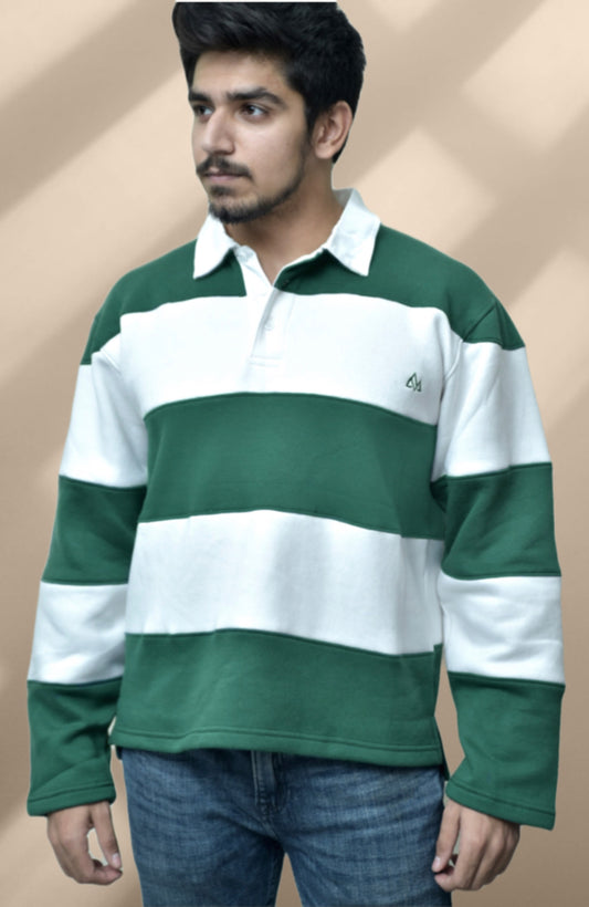 Boston Green Striped Rugby Shirt-Men (winter)